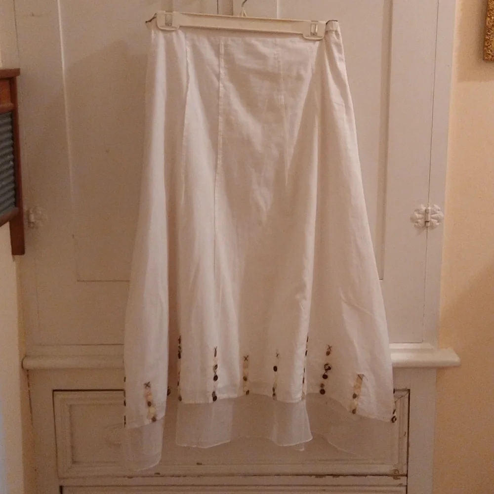 J Jill white cotton skirt with button embellishments Sz XS - Picture 1 of 9